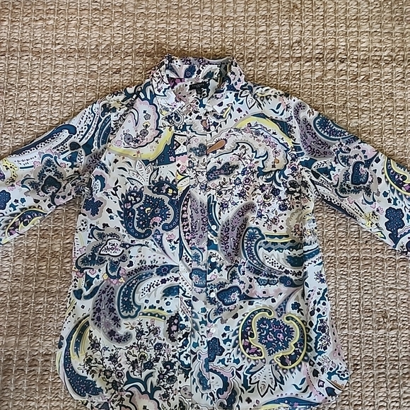 Talbots Blue and Purple Paisley Button Down Shirt - Picture 1 of 11